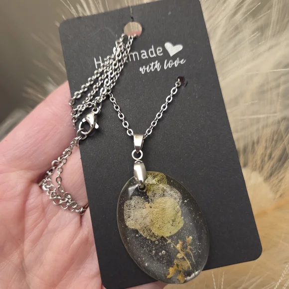 Handmade Silver and Gold Floral Pendant Necklace - Picture 3 of 3